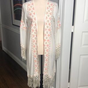 Melissa Odabash Cream Embroidered Fringe Swim Coverup